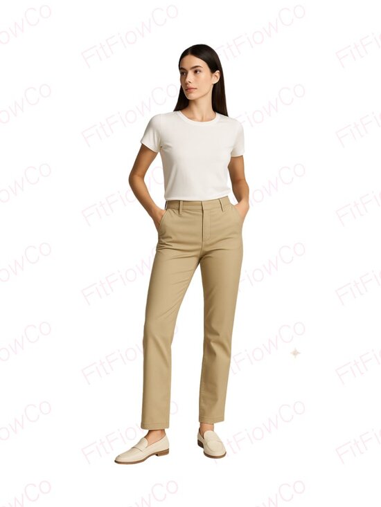 Lee Pants - Lee Women’s All Day Pants – Size 10 Medium – Khaki Straight-Leg Stretch Cotton